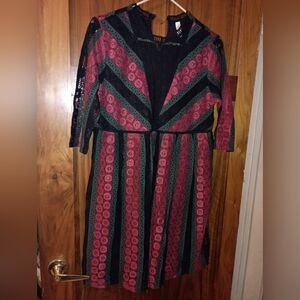 Xhilaration Black and Red Lace Long Sleeve Dress